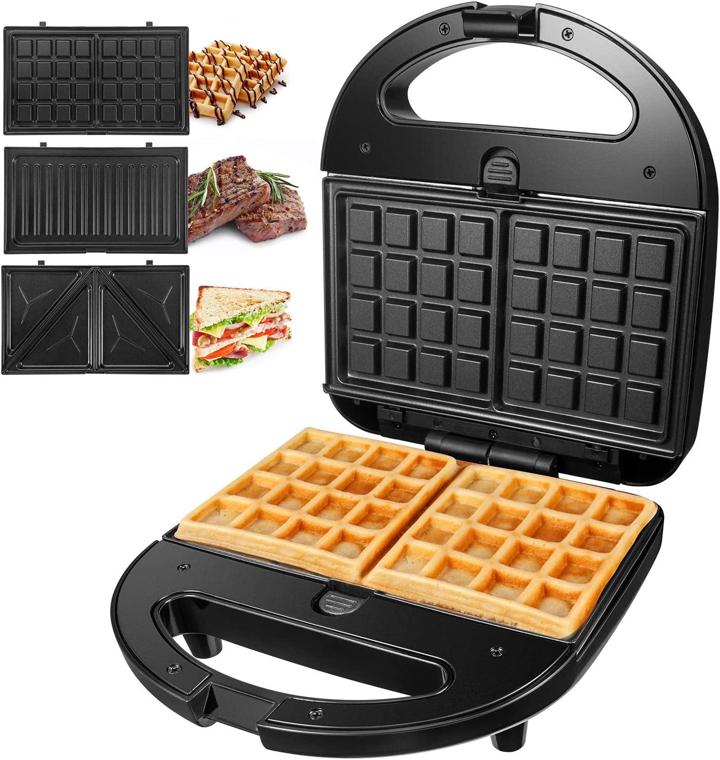 OSTBA Sandwich Maker, Toaster and Electric Panini Press with Non-stick plates, LED Indicator Lights, Cool Touch Handle, Black - JOY2ESpree