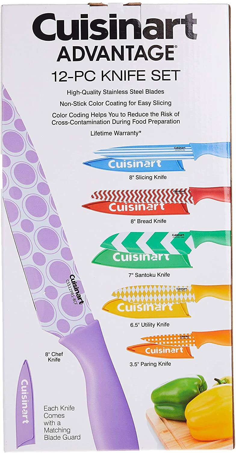 Cuisinart C55-12PMB Advantage 12 Piece Metallic Knife Set With Blade Guards, Black - JOY2ESpree