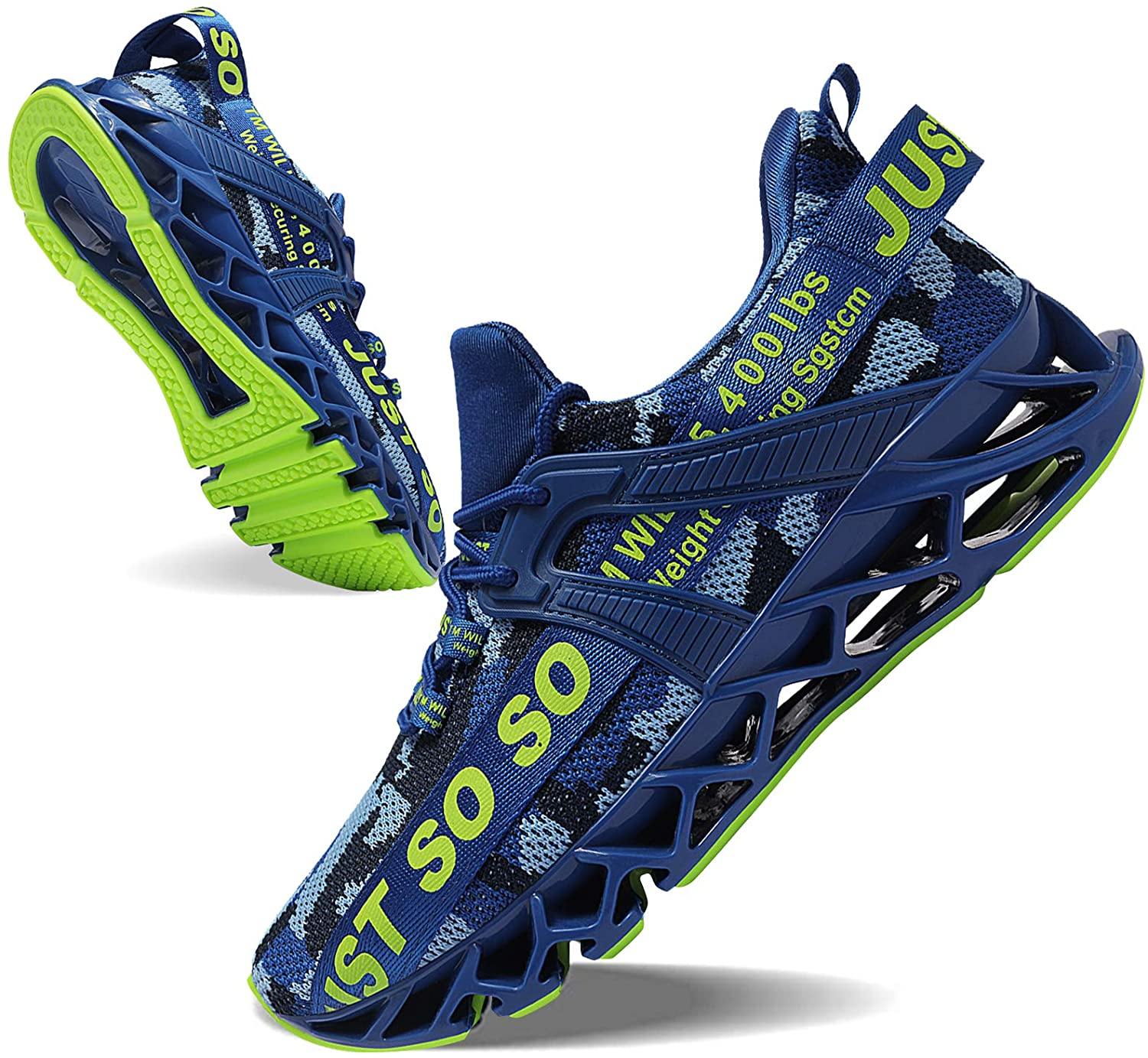 JSLEAP Mens Running Shoes Walking Non Slip Blade Type Sneakers