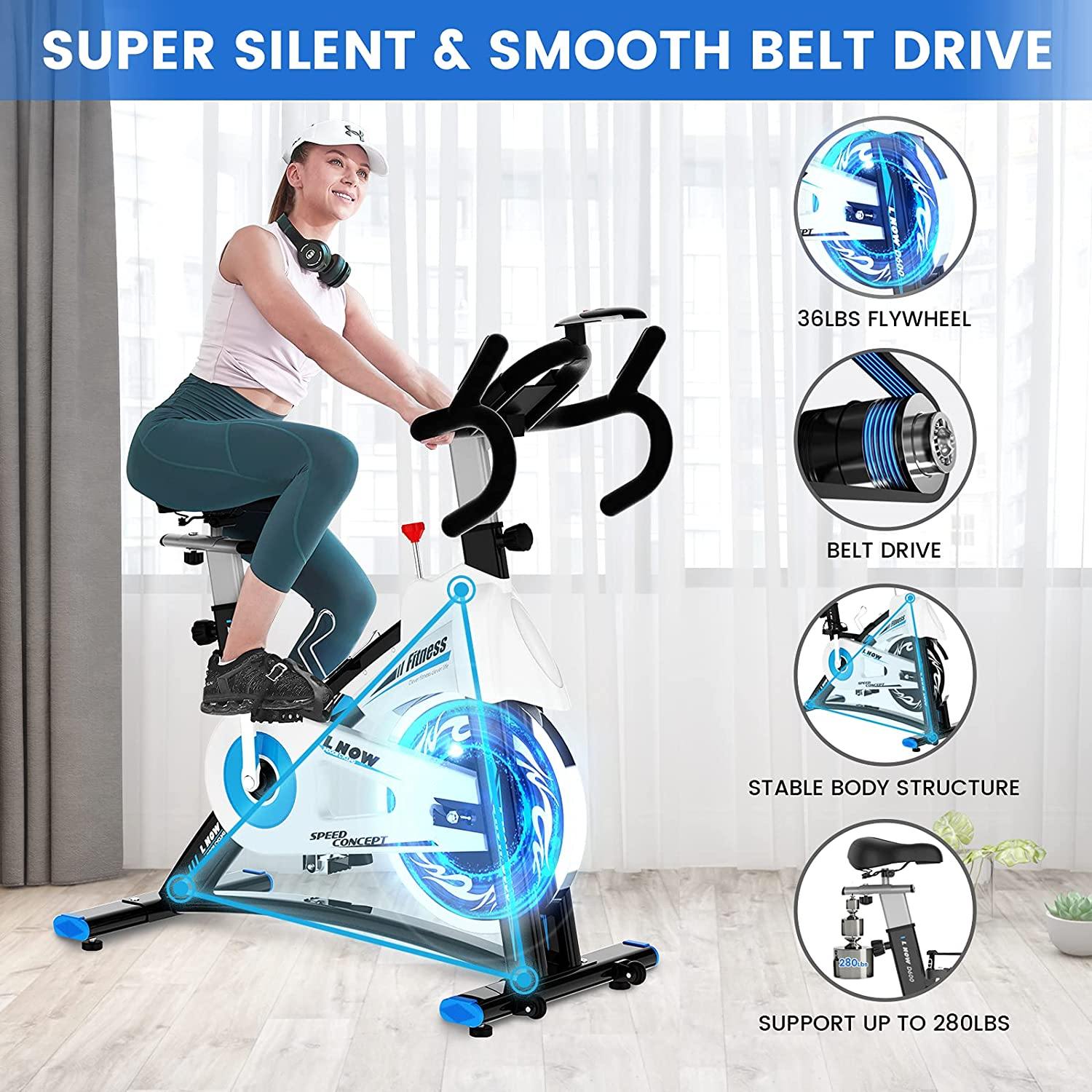 pooboo Exercise Bike Stationary Bike Indoor Cycling Bike Silent Belt Drive - JOY2ESpree