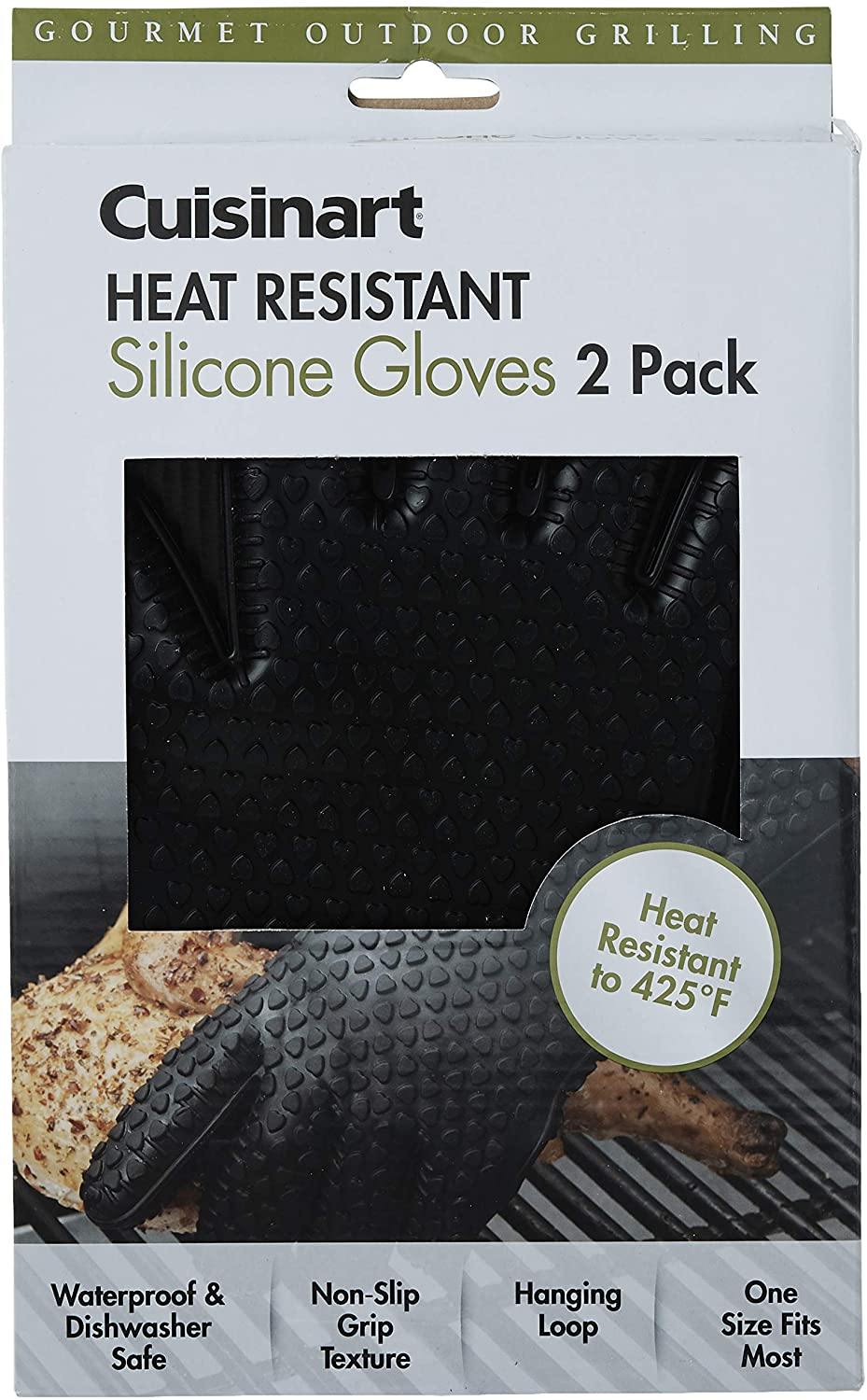 Cuisinart CGM-520 Heat Resistant Silicone Gloves, Black (2-Pack) - JOY2ESpree