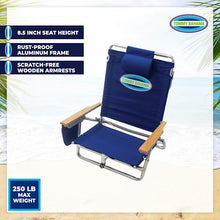 
                        
                          Load image into Gallery viewer, Tommy Bahama 5-Position Classic Lay Flat Folding Backpack Beach Chair
                        
                      
