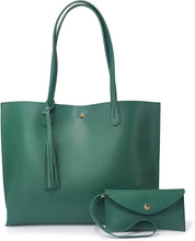 
                        
                          Load image into Gallery viewer, Minimalist Clean Cut Pebbled Faux Leather Tote Womens Shoulder Handbag
                        
                      