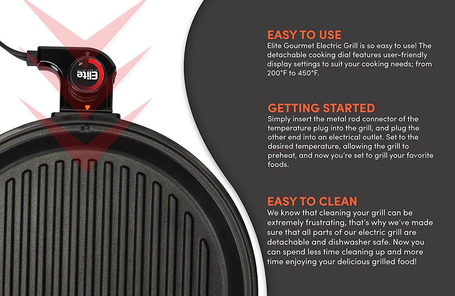 Elite Gourmet Smokeless Indoor Electric BBQ Grill with Glass Lid Dishwasher Safe - JOY2ESpree
