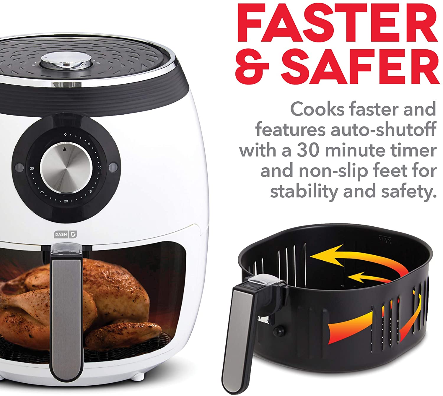 Dash DFAF455GBAQ01 Deluxe Electric Air Fryer + Oven Cooker with Temperature Control