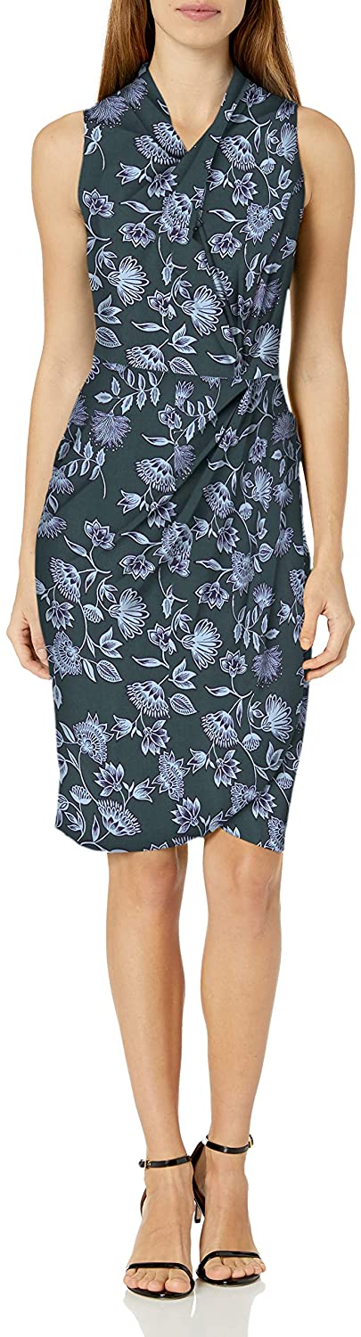 Amazon Brand - Lark & Ro Women's Sleeveless Crossover Twist Neck Faux Wrap Dress