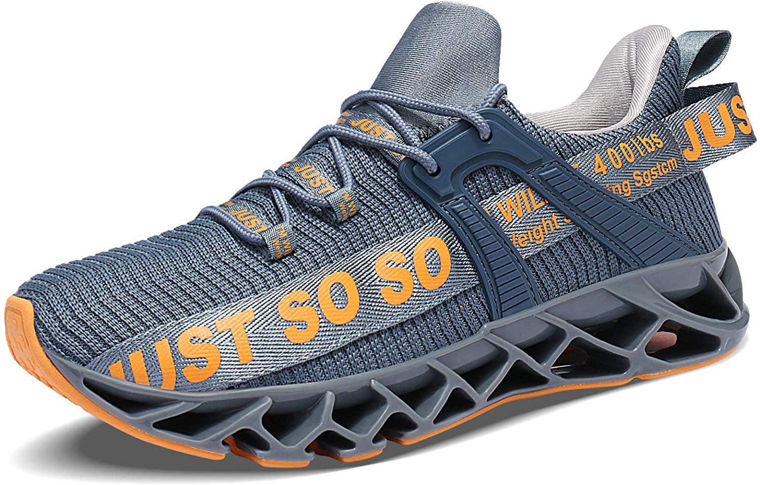 JSLEAP Mens Running Shoes Walking Non Slip Blade Type Sneakers