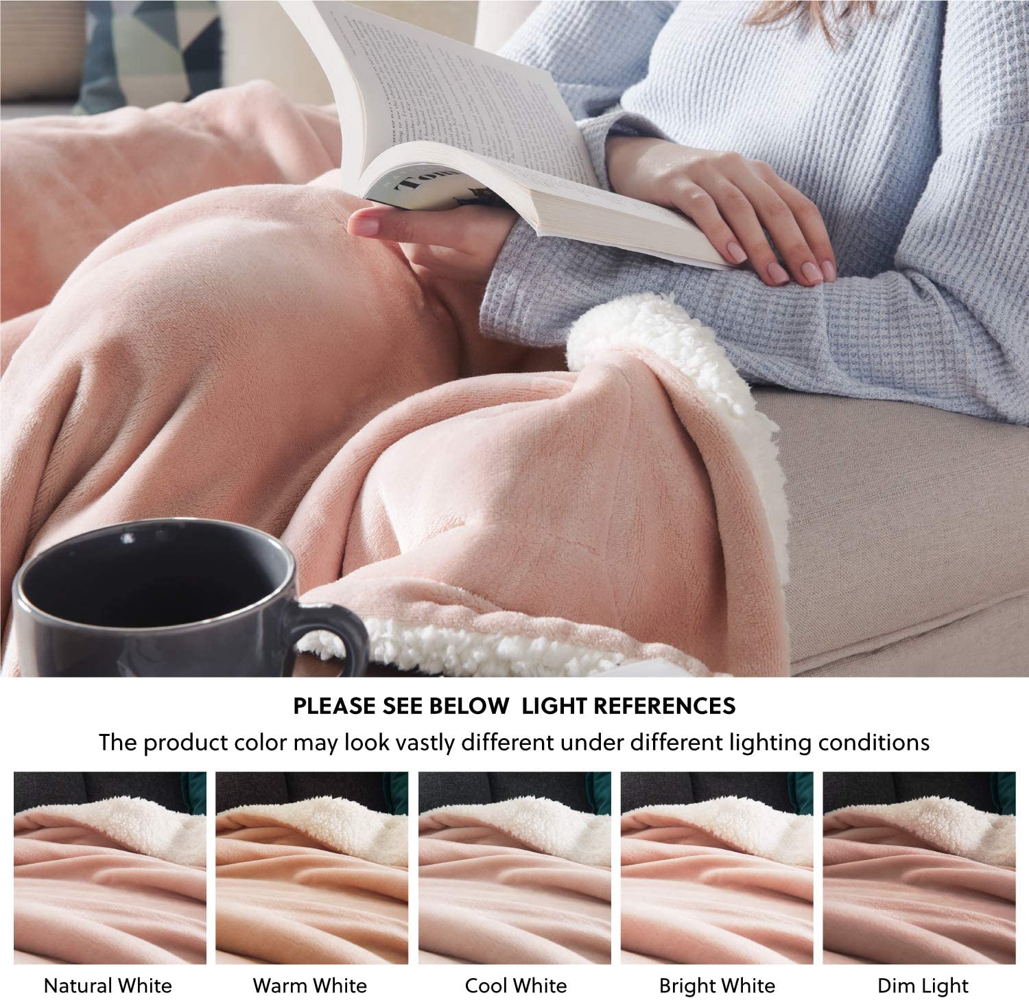 Bedsure Sherpa Fleece Blanket Throw Size Navy Lightweight Super Soft Cozy Luxury Bed Blanket Microfiber