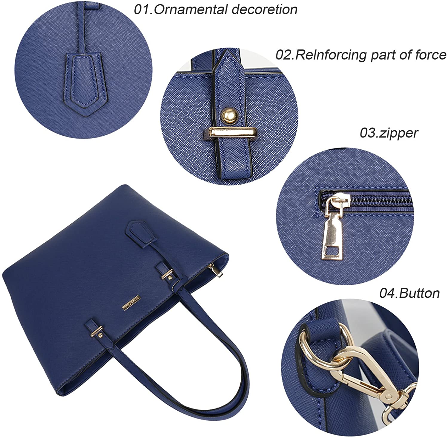 Women Fashion Handbags Wallet Tote Bag Shoulder Bag Top Handle Satchel Purse Set 4pcs