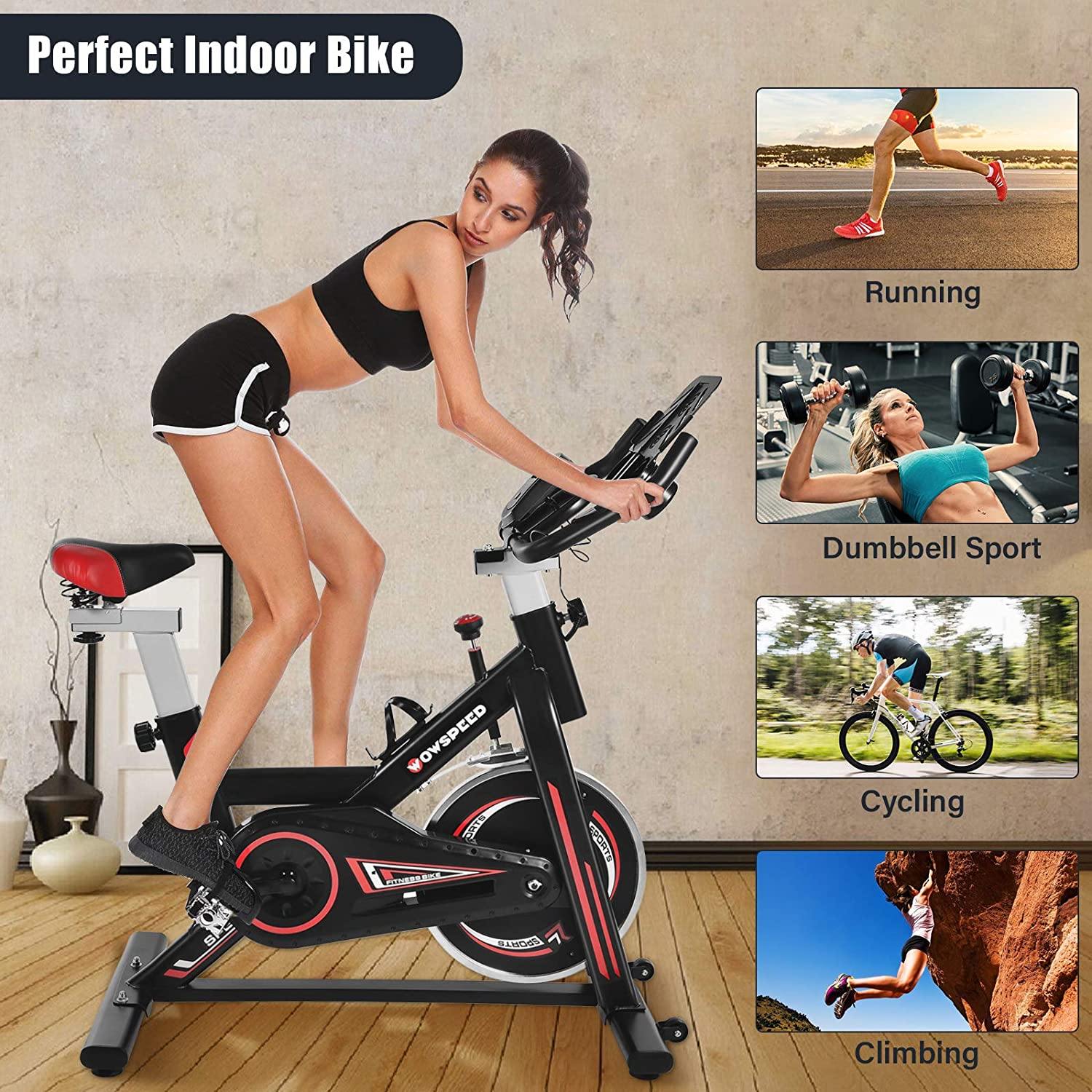 Houssem Indoor Cycling Bike, Stationary Exercise Bike for Home Gym, Workout Flywheel Bicycles, Belt Drive, Resistance Adjustment - JOY2ESpree