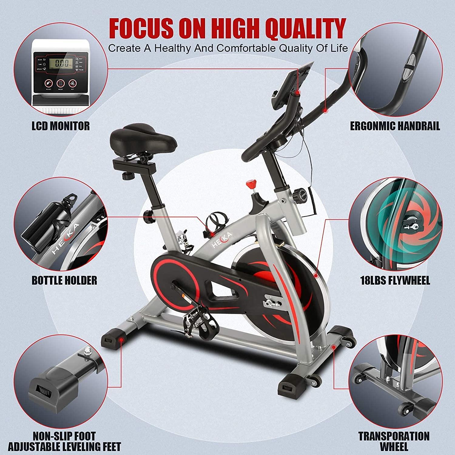 HEKA Indoor Cycling Bike Stationary, Belt Drive Indoor Exercise Bikes - JOY2ESpree