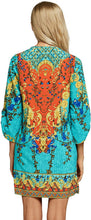 
                        
                          Load image into Gallery viewer, Women Bohemian Neck Tie Vintage Printed Ethnic Style Summer Shift Dress
                        
                      