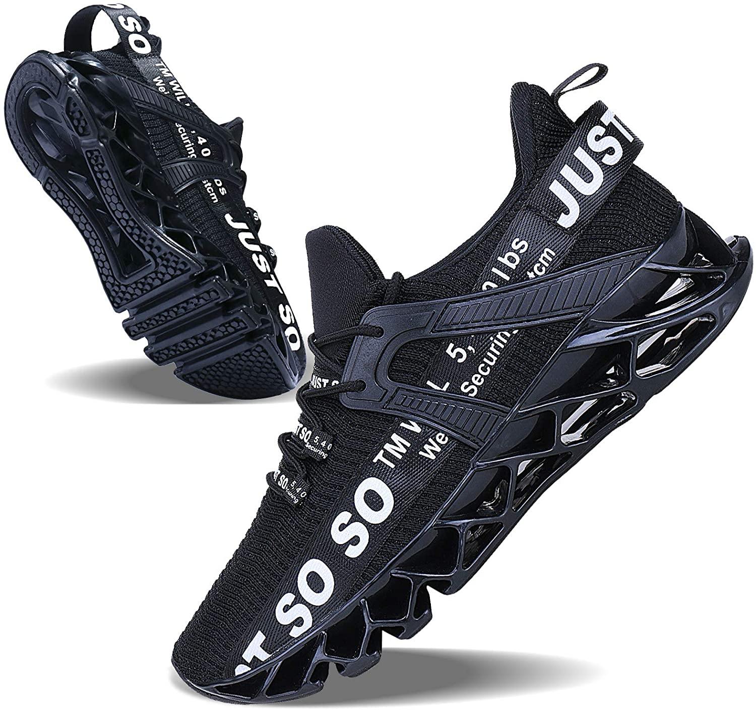 JSLEAP Mens Running Shoes Walking Non Slip Blade Type Sneakers