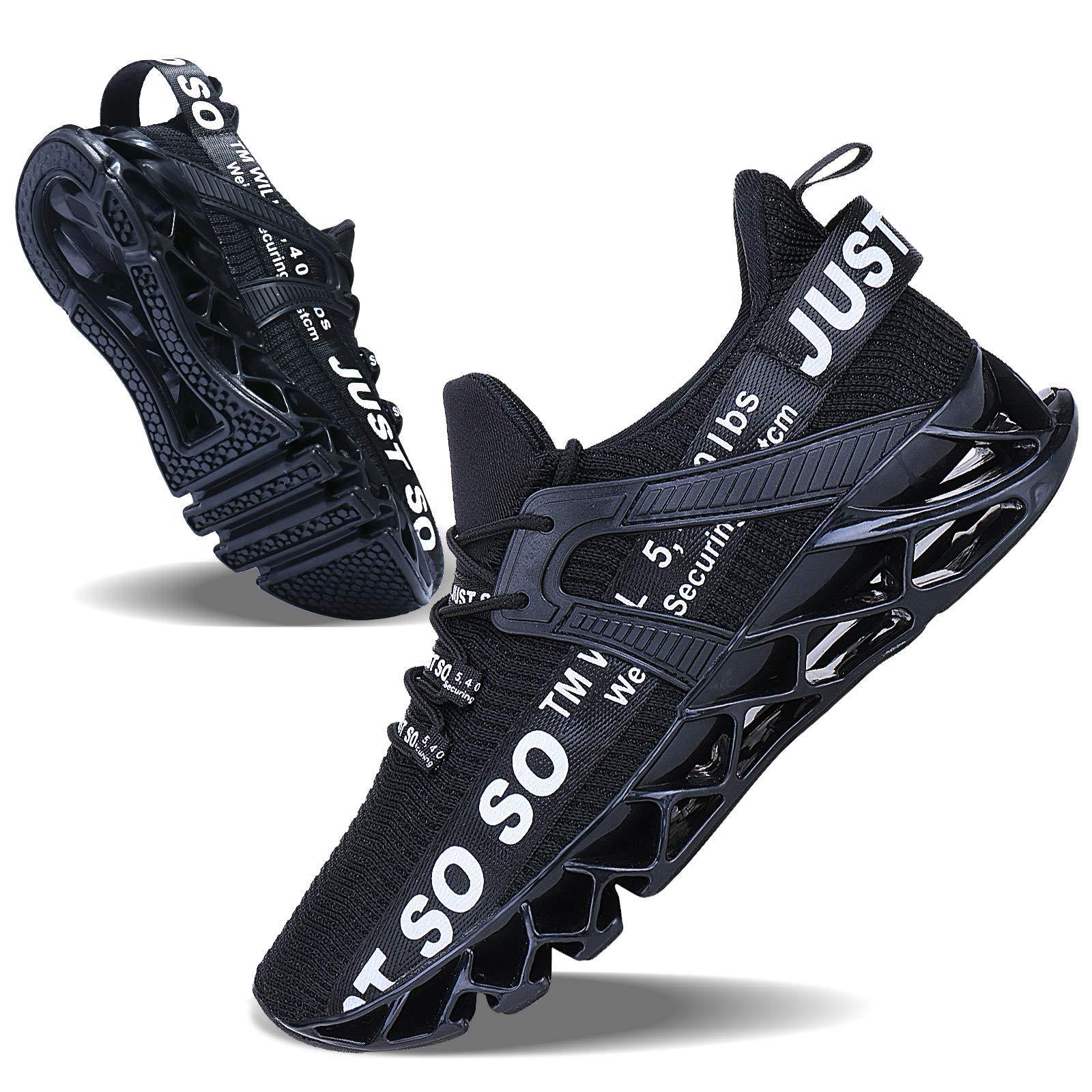 JSLEAP Mens Running Shoes Walking Non Slip Blade Type Sneakers