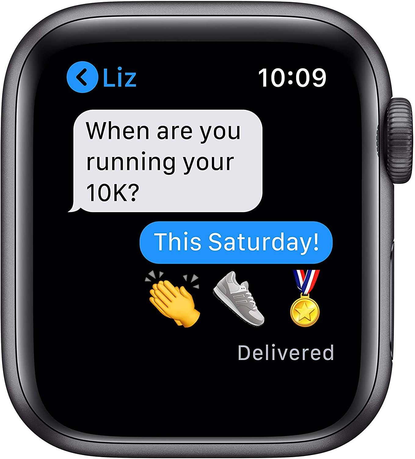Apple Watch Series 6 (GPS, 44mm) - Space Gray Aluminum Case with Black Sport Band (Renewed) - JOY2ESpree