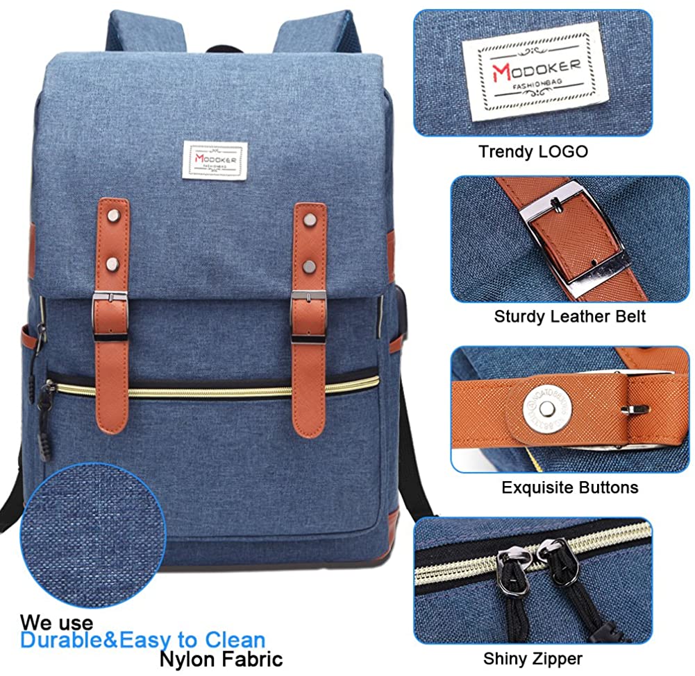 Modoker Vintage Laptop Backpack for Women Men,School College Backpack