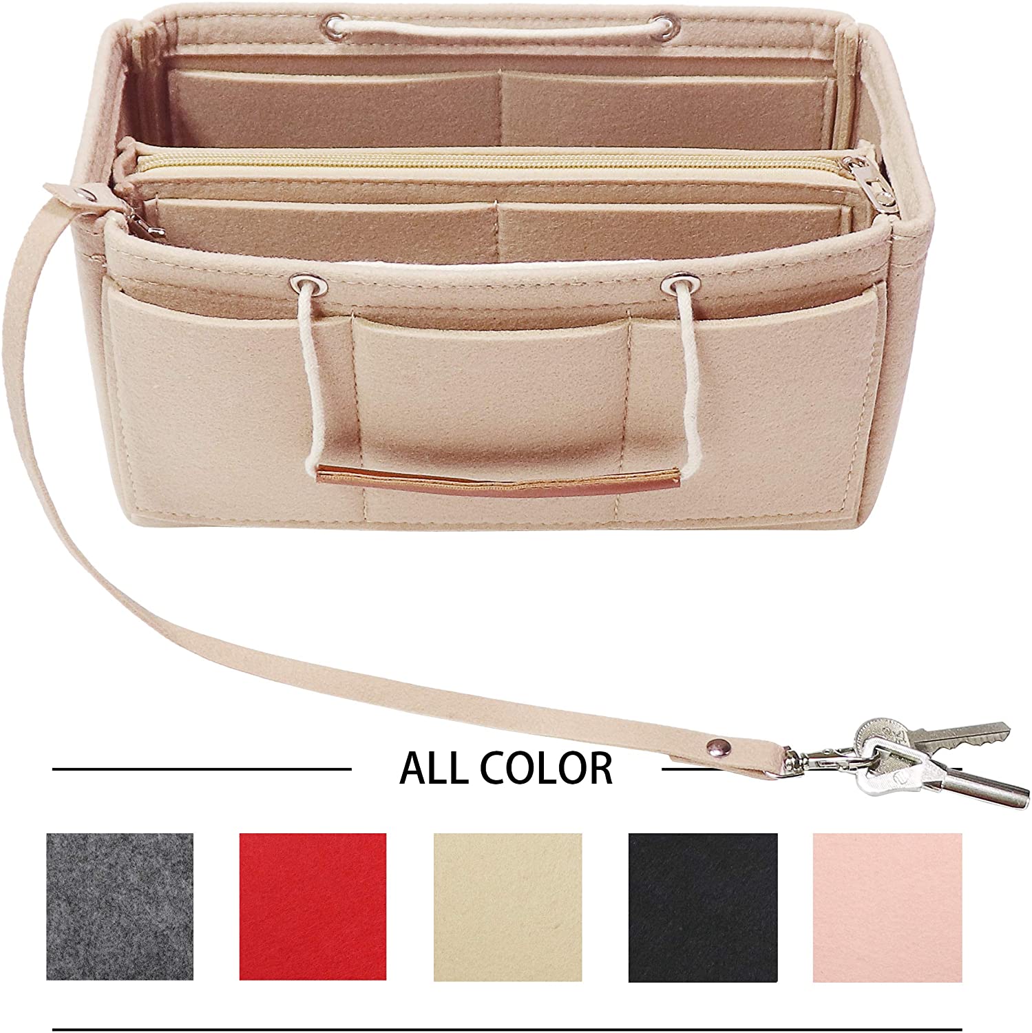 MISIXILE Felt Insert Bag Organizer - 2in1, Bag In Bag Tote Purse Organizer with Handles for Speedy Neverfull Longchamp