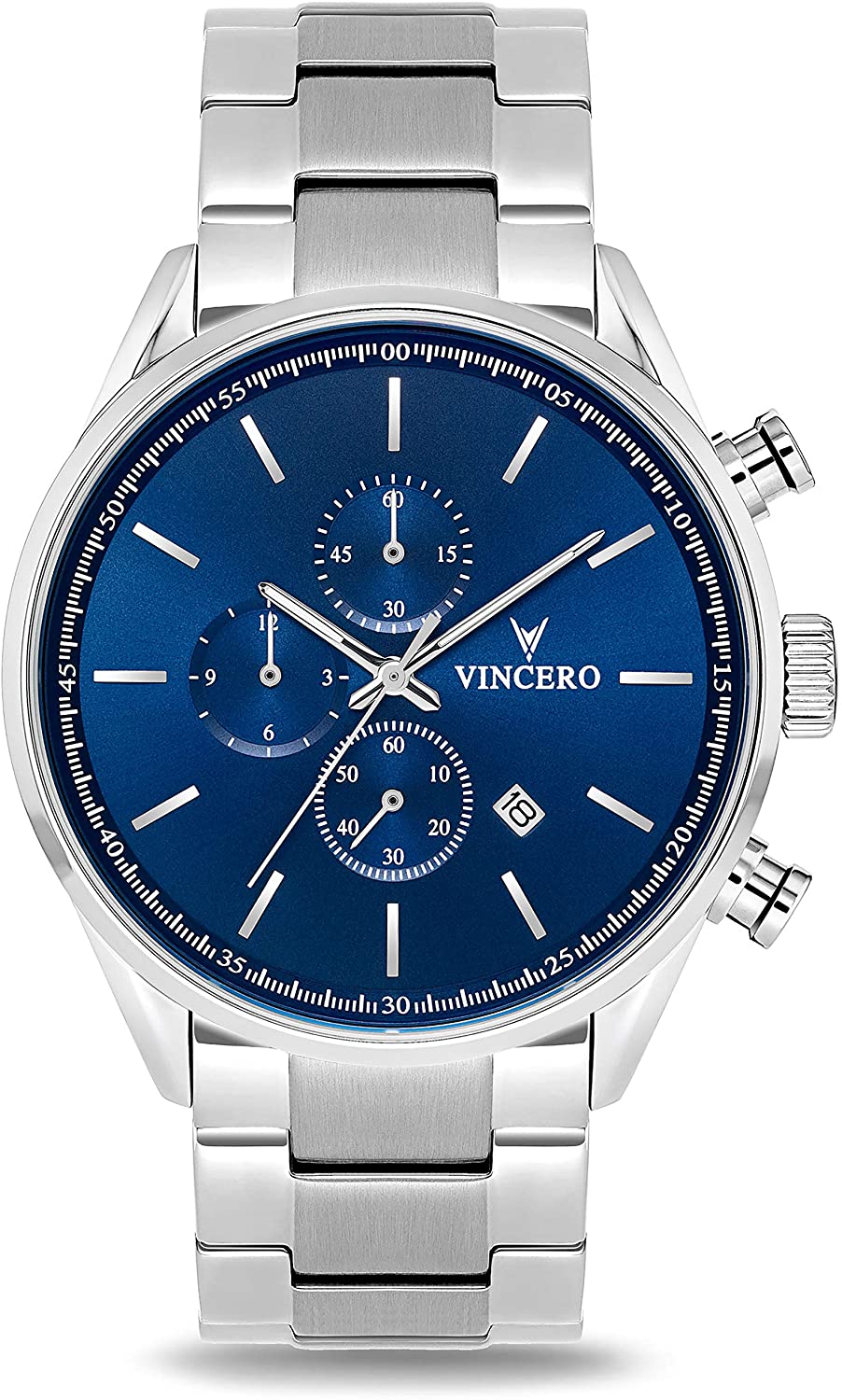 Vincero Luxury Men's Chrono S Wrist Watch - Top Grain Italian Leather Watch Band - 43mm Chronograph Watch - Japanese Quartz Movement…
