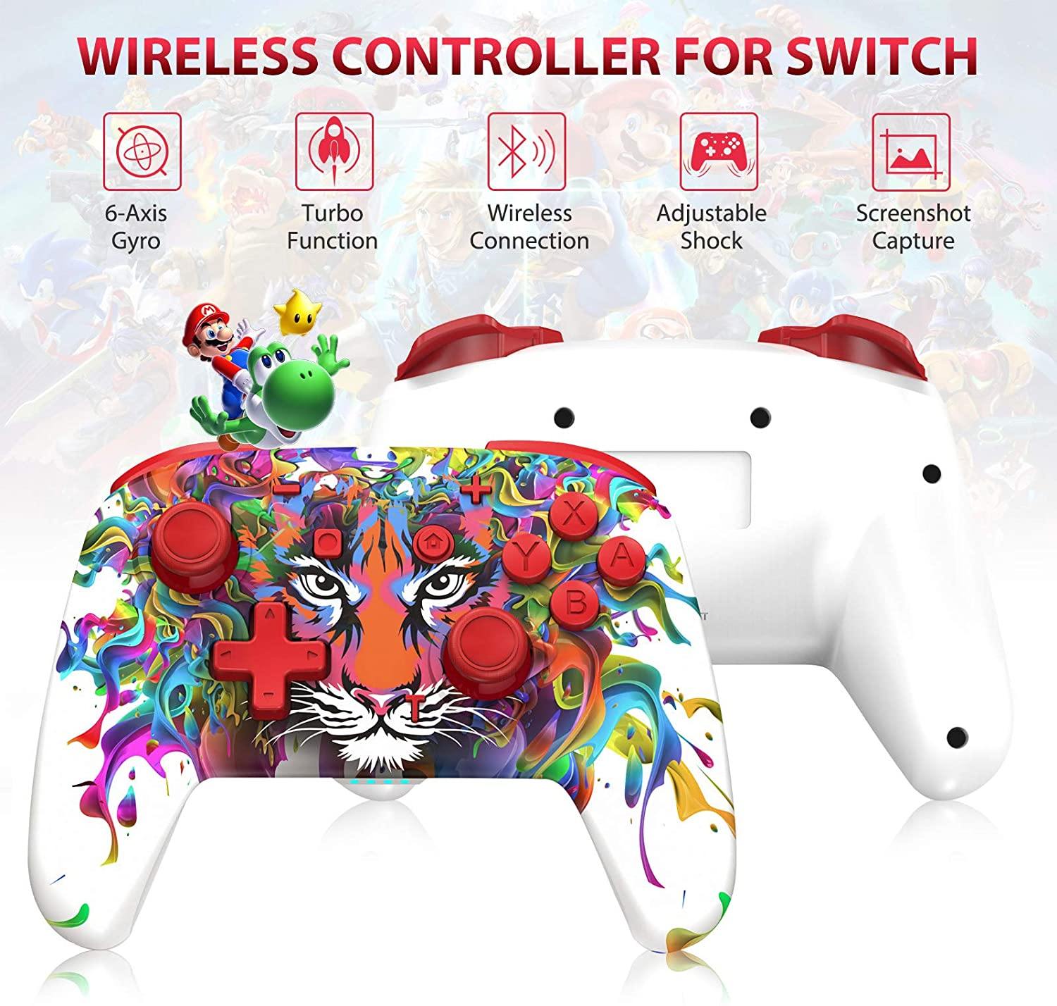 REDSTORM Controller for Nintendo Switch, Wireless Pro Controller for Switch Lite - JOY2ESpree