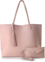 
                        
                          Load image into Gallery viewer, Minimalist Clean Cut Pebbled Faux Leather Tote Womens Shoulder Handbag
                        
                      