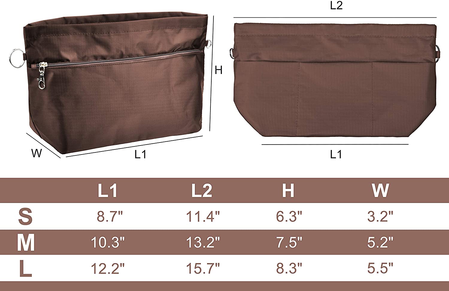 Vercord Purse Organizer Insert Bag Tote Handbags Pocketbook Inserts Organizers Zipper 11 Pockets Black Medium