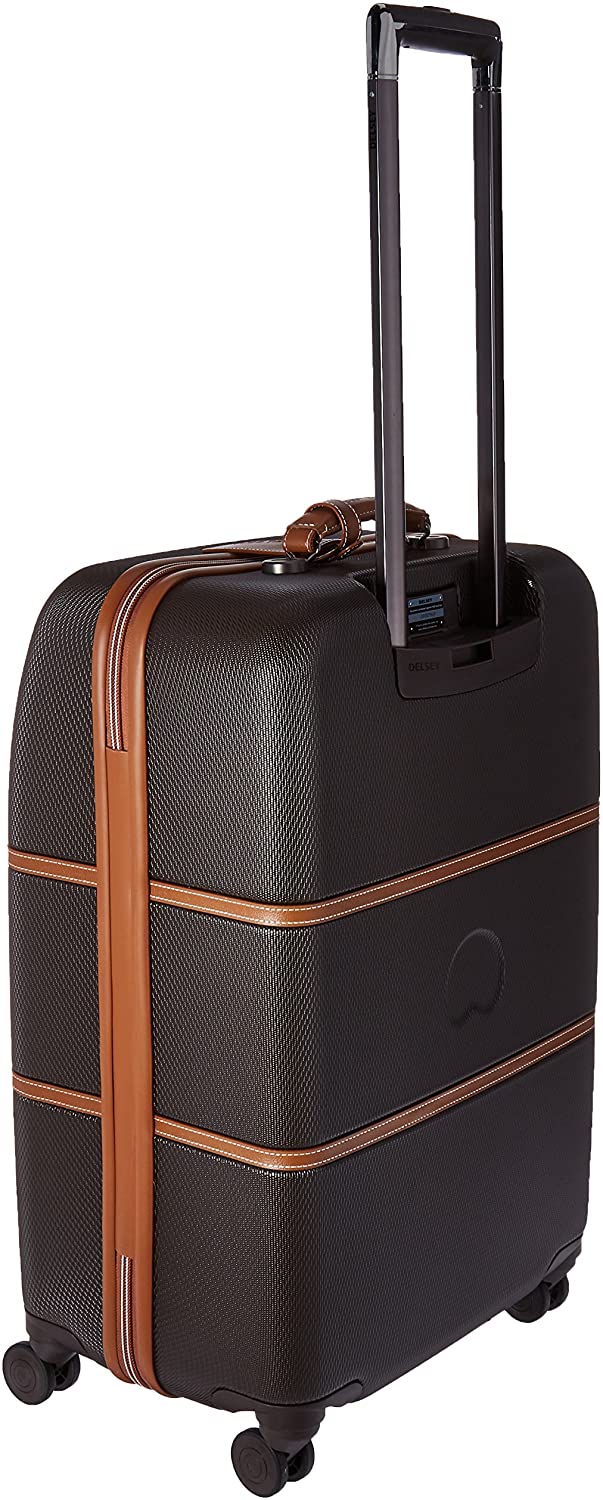 DELSEY Paris Chatelet Hardside Luggage with Spinner Wheels, Chocolate Brown, Checked-Large 28 Inch, with Brake
