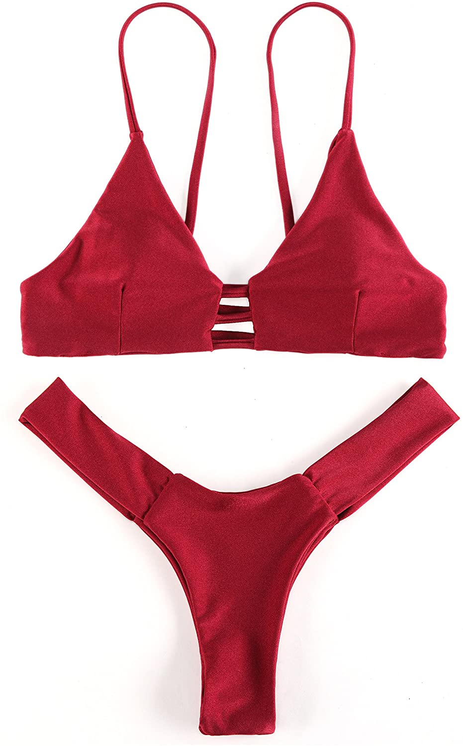 SHEKINI Women's Floral Printing Cutout Strappy Halter Swimsuits Bikini Suits