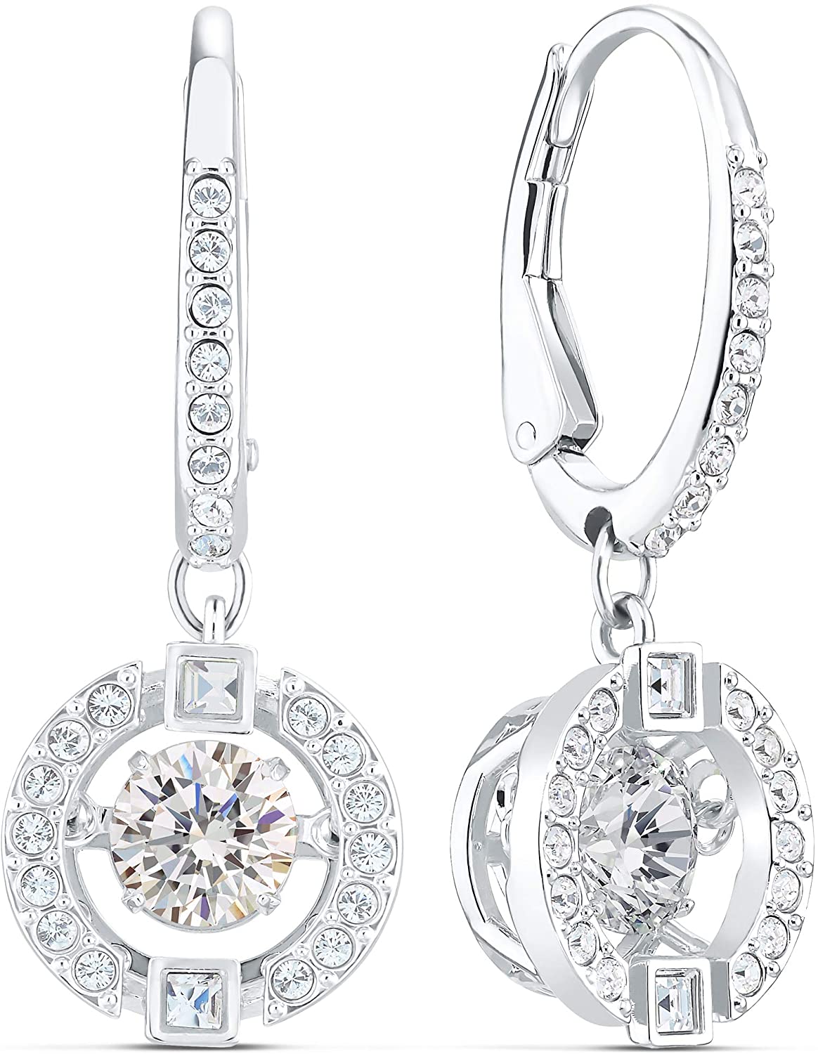 SWAROVSKI Women's Sparkling Dance Round Jewelry Collection, Rhodium Finish, Blue Crystals, Clear Crystals - JOY2ESpree