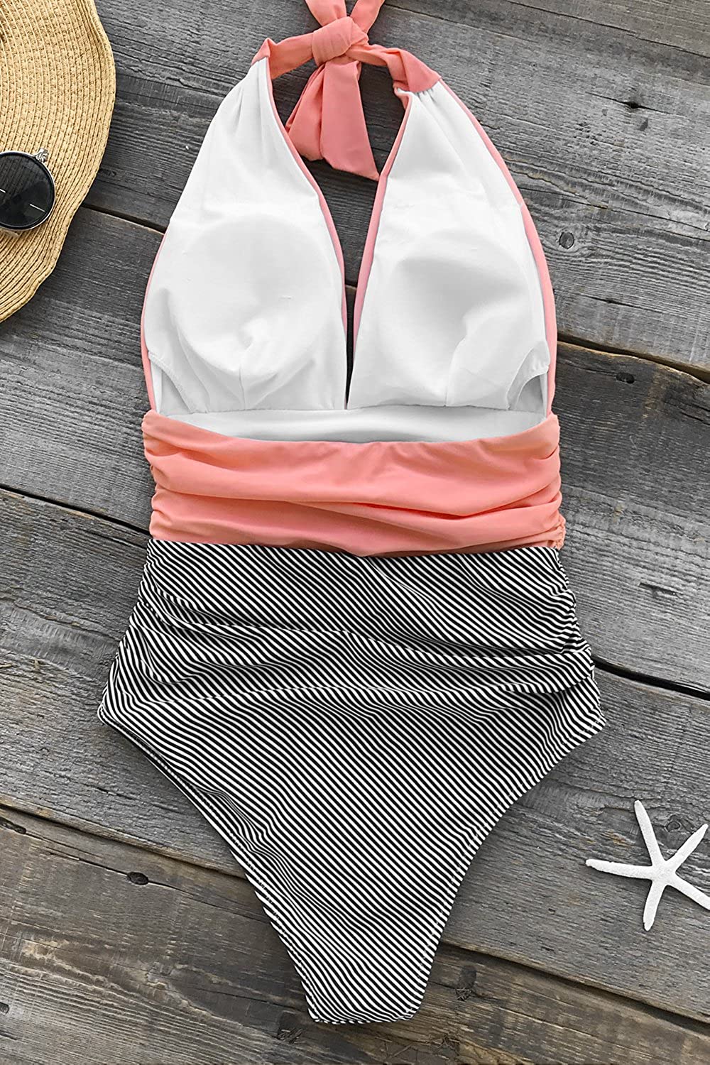 CUPSHE Women's Halter One Piece Swimsuit Keeping You Accompained Swimwear