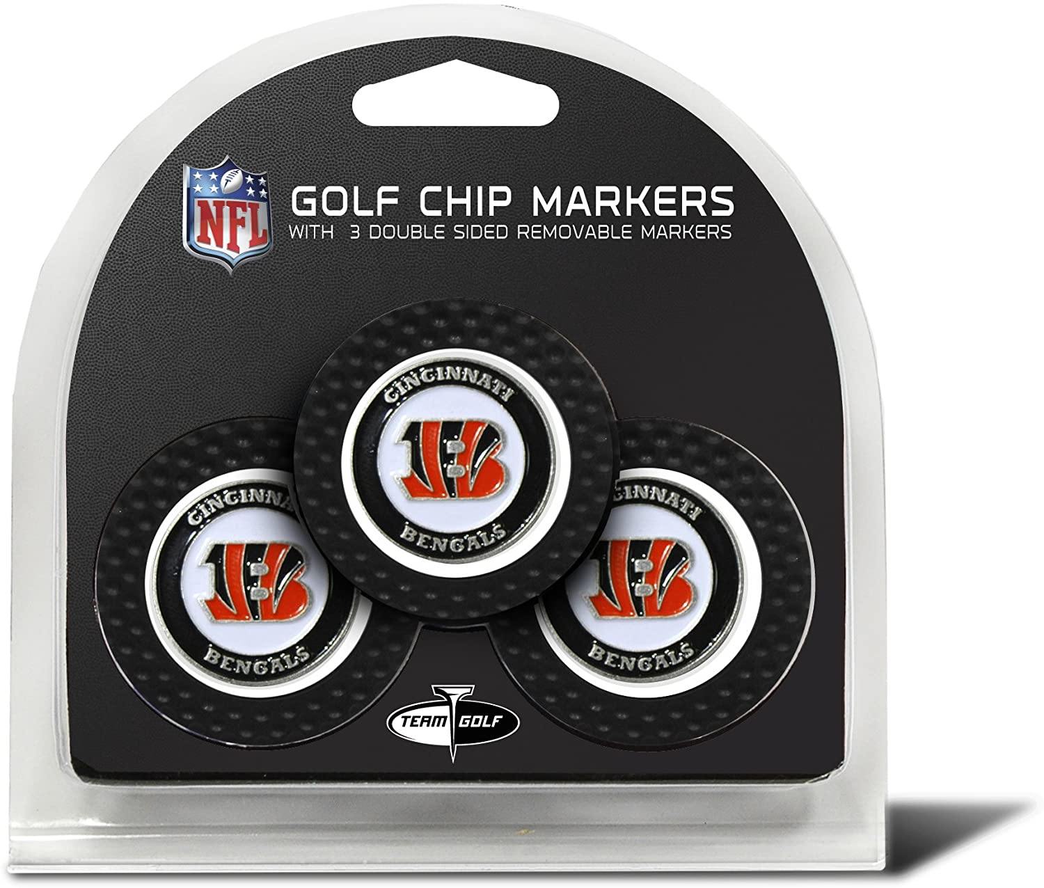 Team Golf NFL Golf Chip Ball Markers (3 Count), Poker Chip Size with Pop Out Smaller Double-Sided Enamel Markers - JOY2ESpree