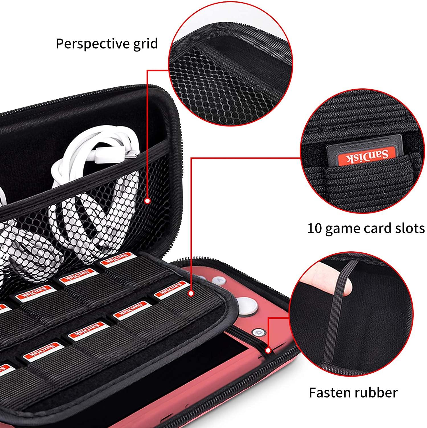 DLseego Carrying Case for Nintendo Switch lite, Newest Design Portable Travel Carrying Case 4 in 1 Accessories Kit with 1 Pcs Glitter case - JOY2ESpree