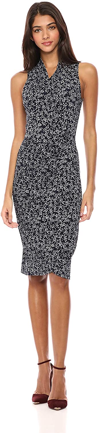 Amazon Brand - Lark & Ro Women's Sleeveless Crossover Twist Neck Faux Wrap Dress