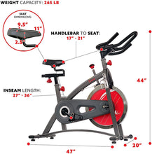 
                        
                          Cargar imagen en el visor de la galería, Sunny Health &amp; Fitness Indoor Cycling Exercise Bike with LCD Monitor, 40 lb chrome Flywheel, 265 lb Max Weight - SF-B1423/C - JOY2ESpree
                        
                      