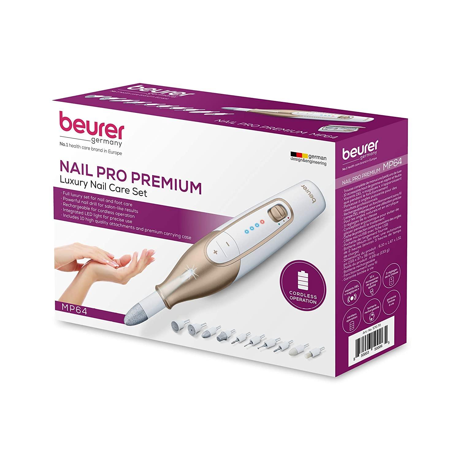Beurer 14-piece Professional Manicure & Pedicure Nail Drill Kit, Cordless