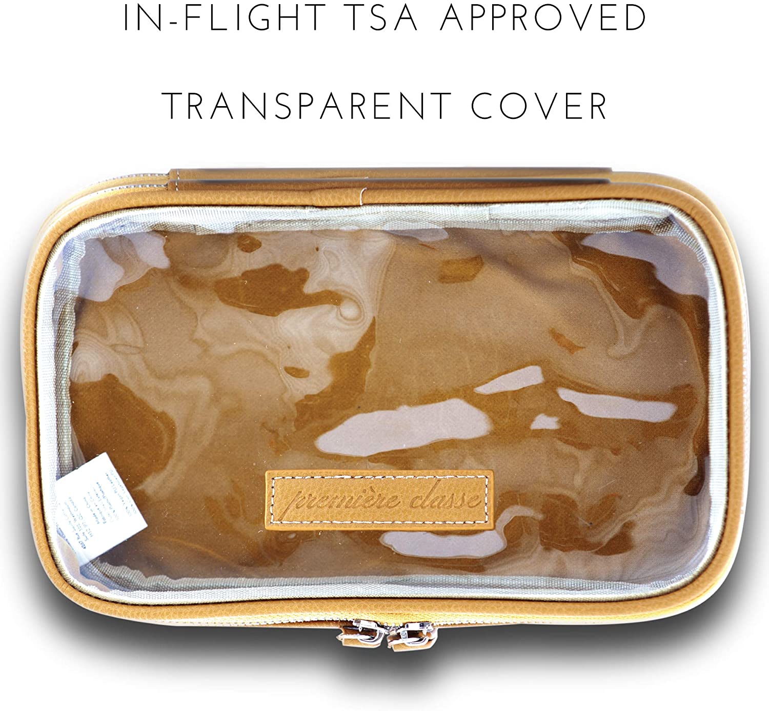 Vegan Leather Clear Makeup Bag - Toiletry Bags for Traveling - Cosmetic Bag