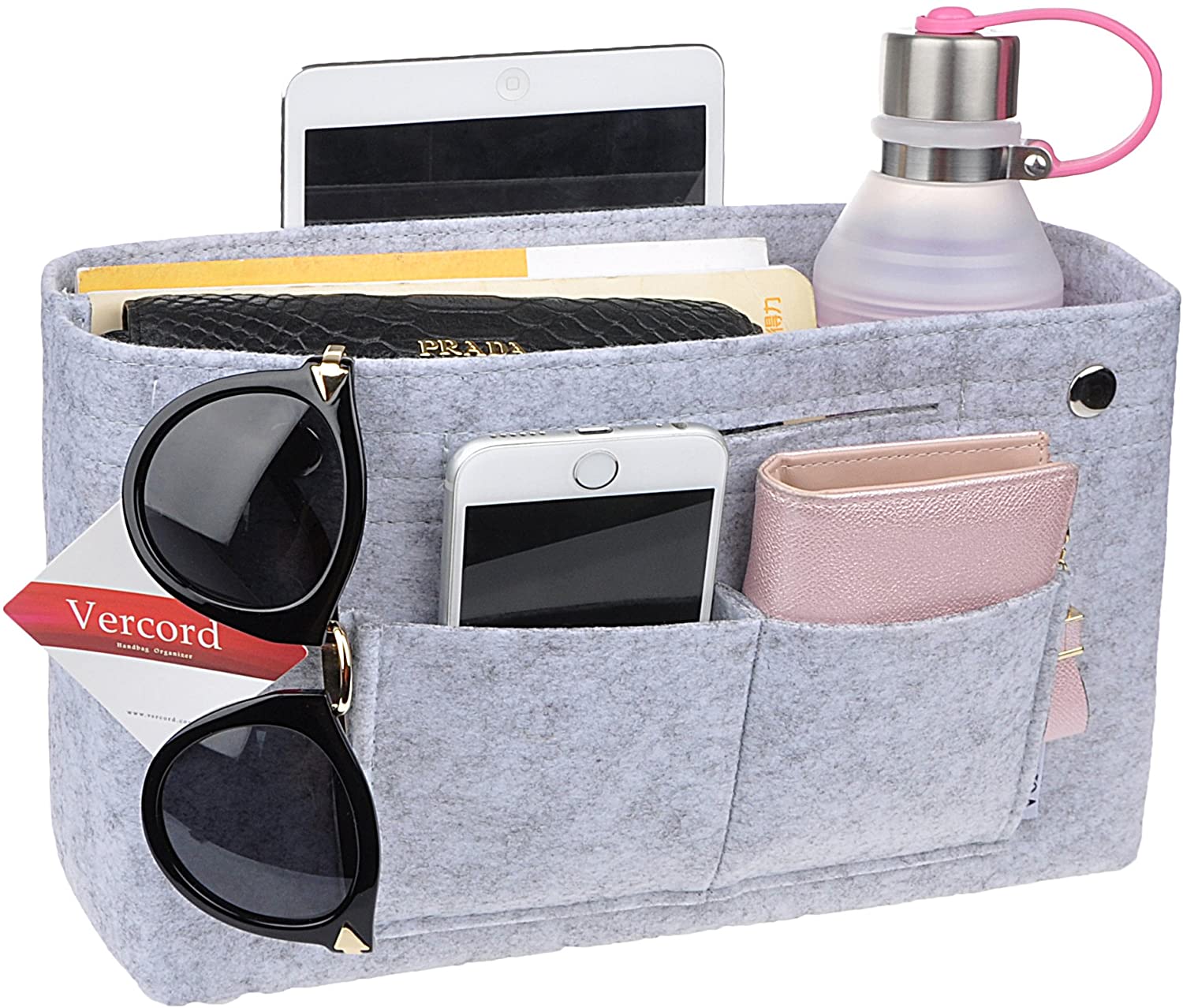 Vercord Felt Tote Handbag Purse Pocketbook Organizer Insert Divider Shaper Bag in Bag