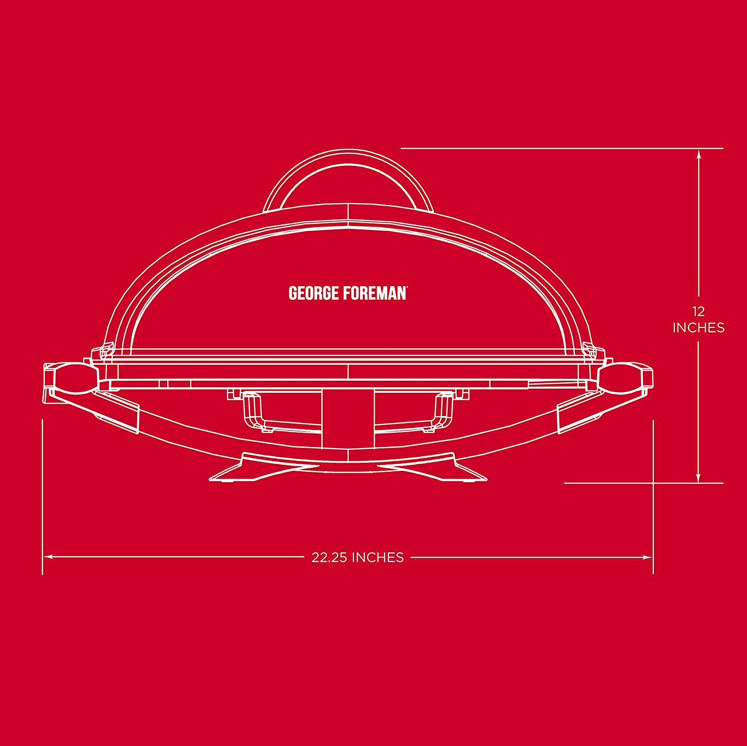 George Foreman 12-Serving Indoor/Outdoor Rectangular Electric Grill, Red, GFO201R - JOY2ESpree