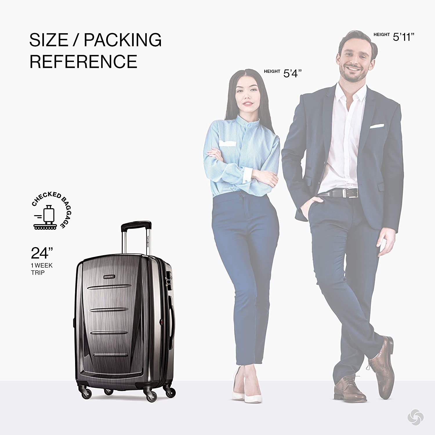 Samsonite Winfield 2 Hardside Expandable Luggage with Spinner Wheels, Charcoal, Checked-Large 28-Inch