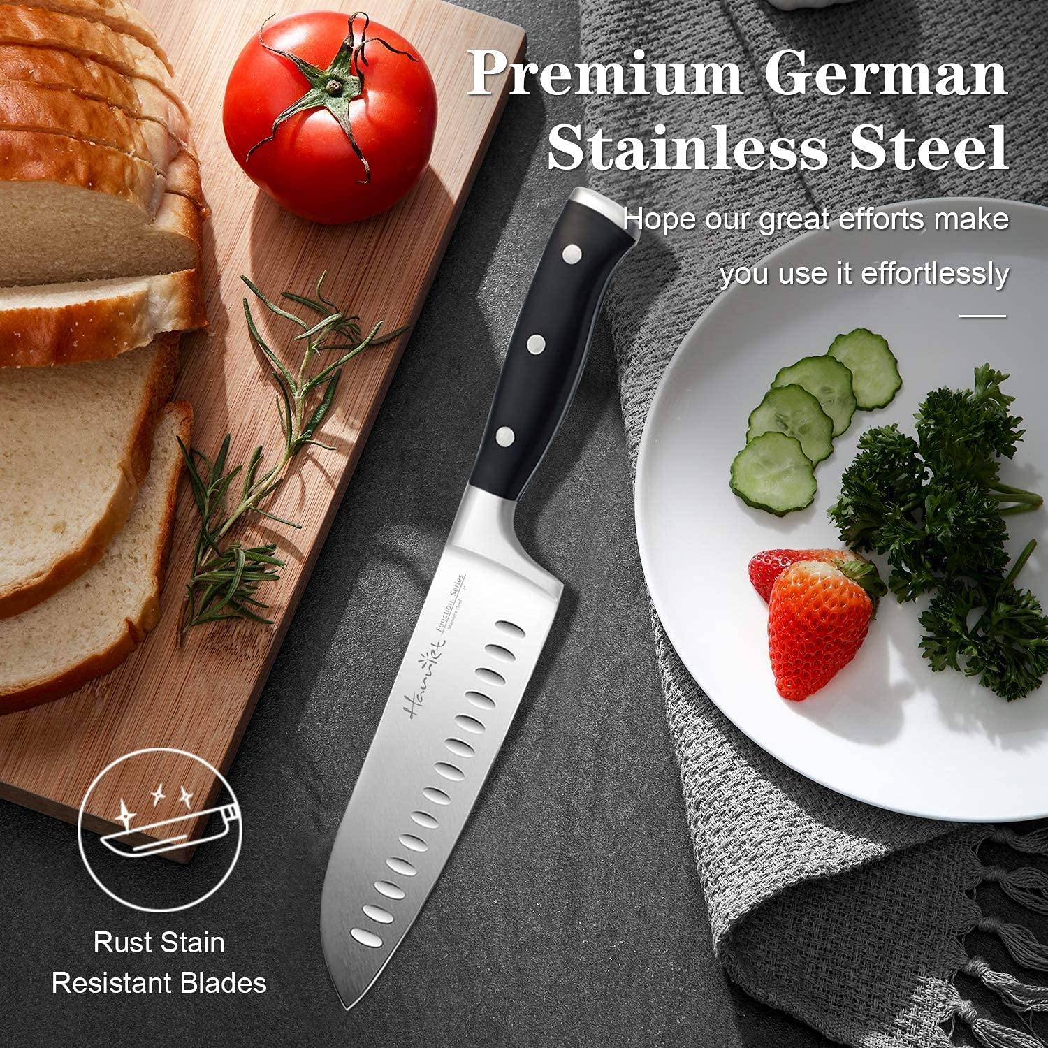 Harriet Knife Set, 14-Piece Kitchen Knife Set with Block Wooden, German Stainless Steel Professional Chef Knife Set with Sharpener, White - JOY2ESpree