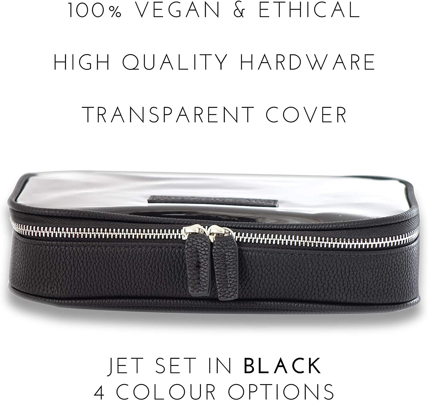 Vegan Leather Clear Makeup Bag - Toiletry Bags for Traveling - Cosmetic Bag