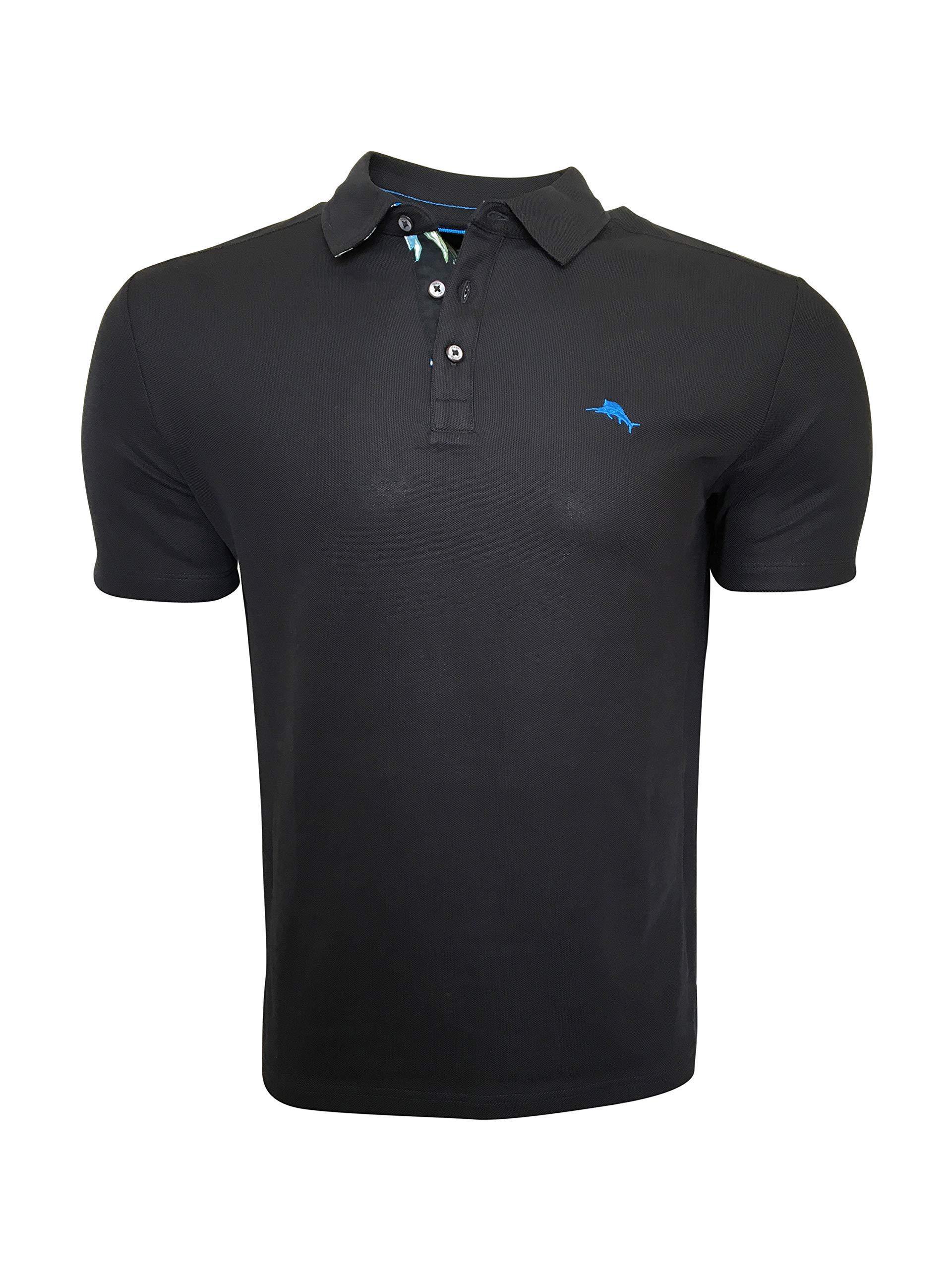 Tommy Bahama Men's Polo Shirt 5 O'Clock Floral ST225159 Cotton/Polyester Blend Black - JOY2ESpree