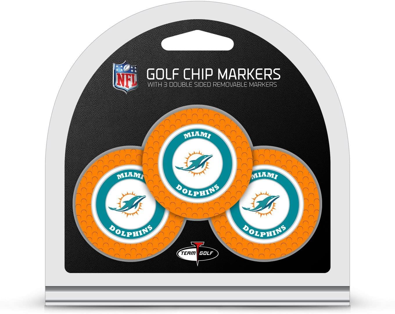 Team Golf NFL Golf Chip Ball Markers (3 Count), Poker Chip Size with Pop Out Smaller Double-Sided Enamel Markers - JOY2ESpree