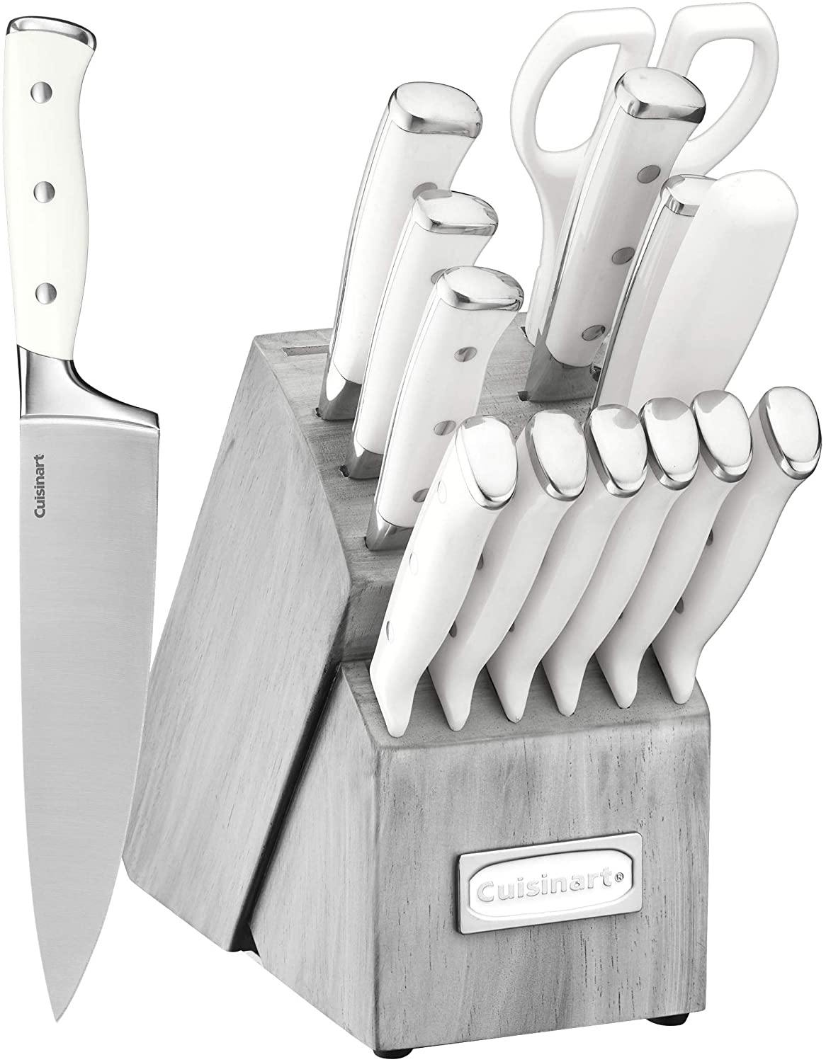 Cuisinart C77WTR-15P Classic Forged Triple Rivet, 15 Piece Set, White - JOY2ESpree