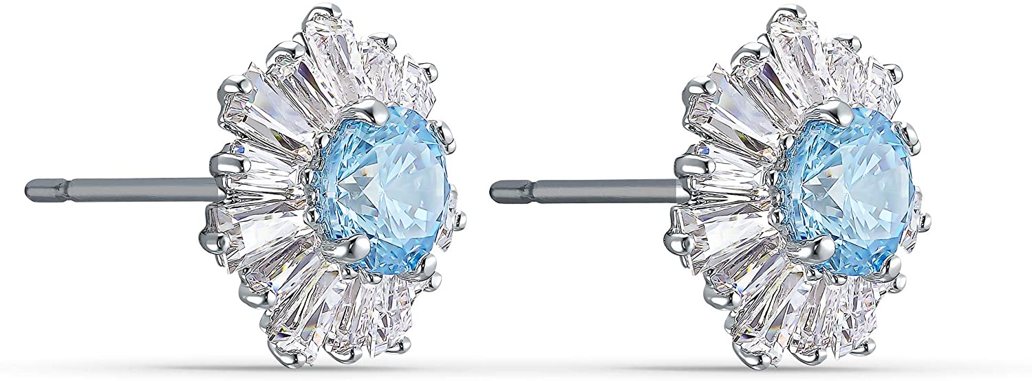 SWAROVSKI Women's Sunshine Jewelry Collection, Rhodium Finish, Blue Crystals, Clear Crystals - JOY2ESpree