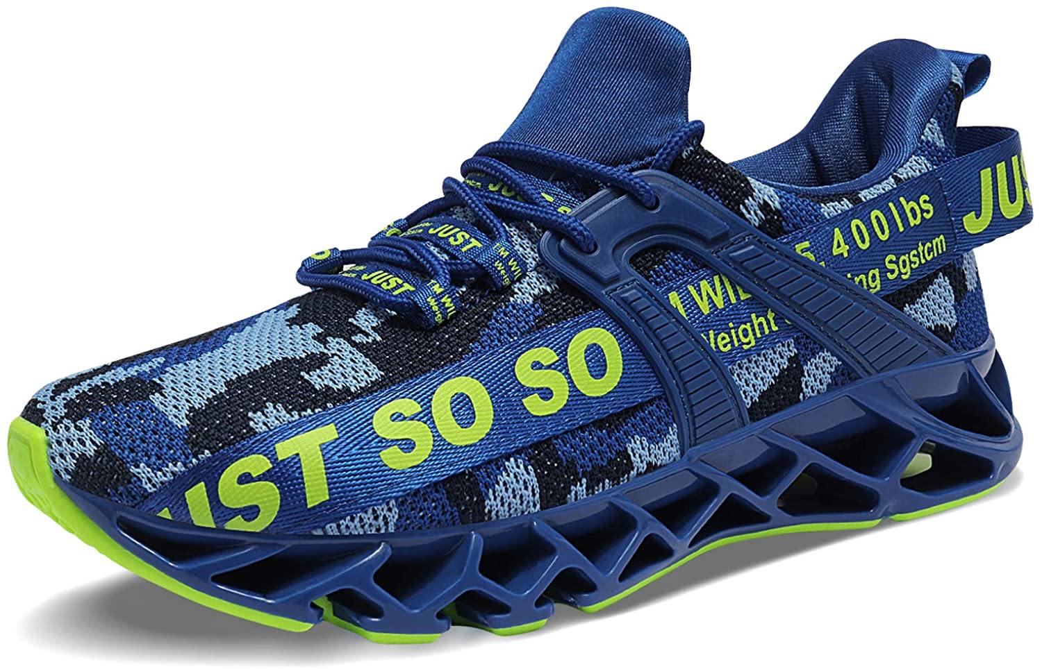 JSLEAP Mens Running Shoes Walking Non Slip Blade Type Sneakers