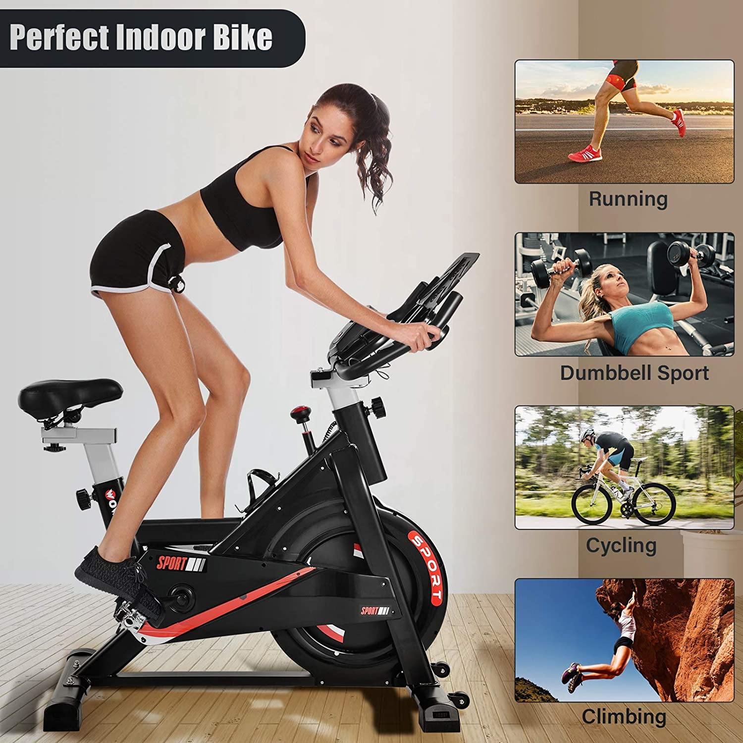 Houssem Indoor Cycling Bike, Stationary Exercise Bike for Home Gym, Workout Flywheel Bicycles, Belt Drive, Resistance Adjustment - JOY2ESpree