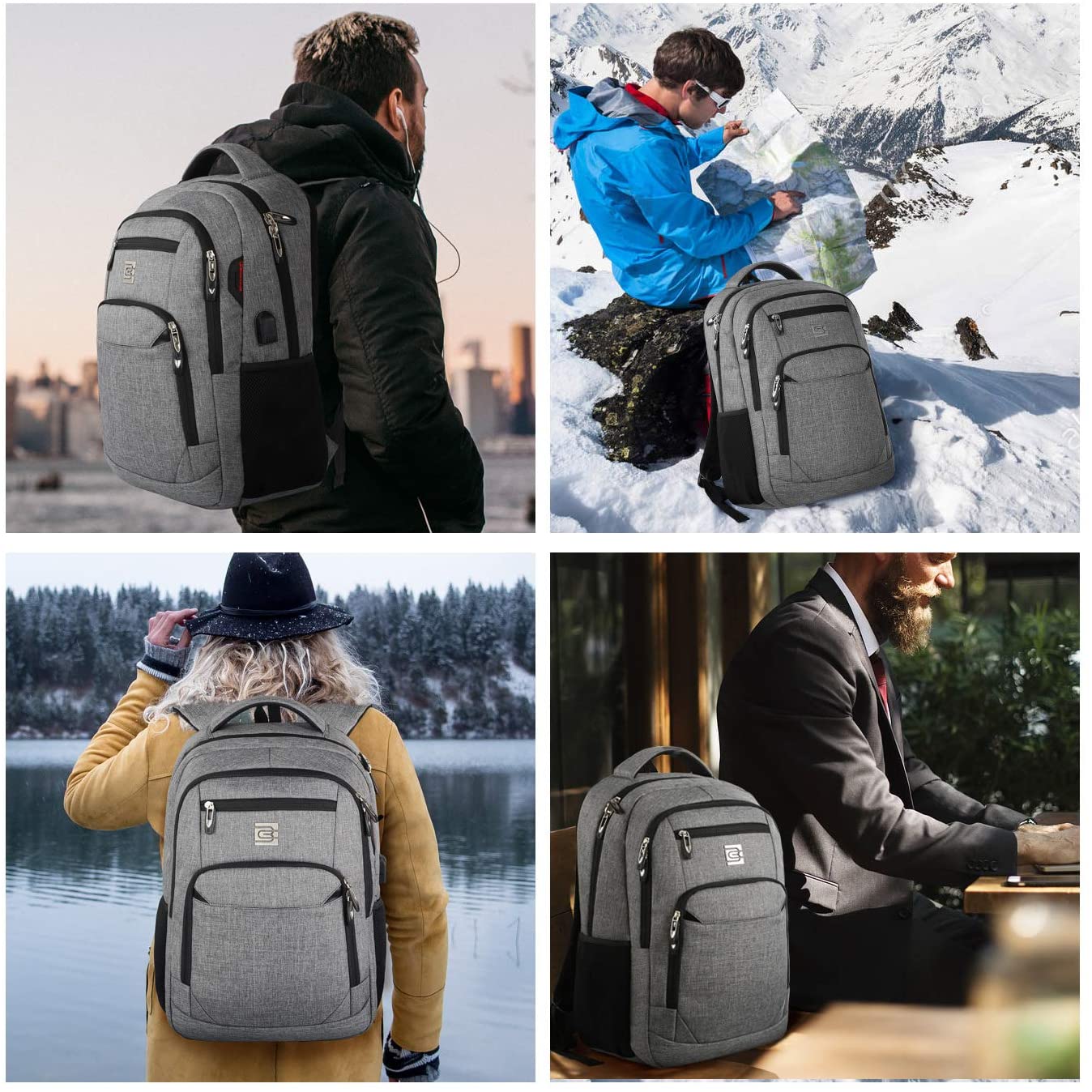 Laptop Backpack,Business Travel Anti Theft Slim Durable Laptops Backpack with USB Charging Port