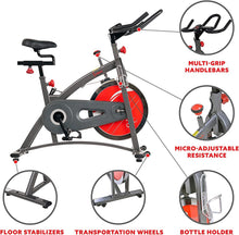 
                        
                          Cargar imagen en el visor de la galería, Sunny Health &amp; Fitness Indoor Cycling Exercise Bike with LCD Monitor, 40 lb chrome Flywheel, 265 lb Max Weight - SF-B1423/C - JOY2ESpree
                        
                      