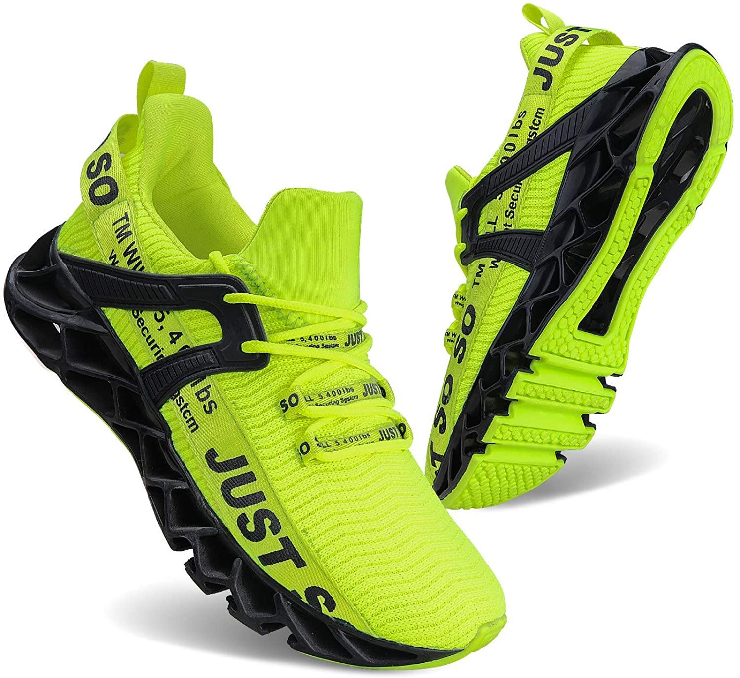 JSLEAP Mens Running Shoes Walking Non Slip Blade Type Sneakers