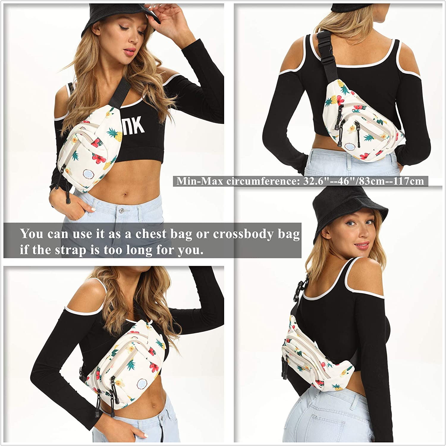 TOPERIN Fashion Fanny Pack Cute Running Belt Waist Pack Running Waist Bag Belt